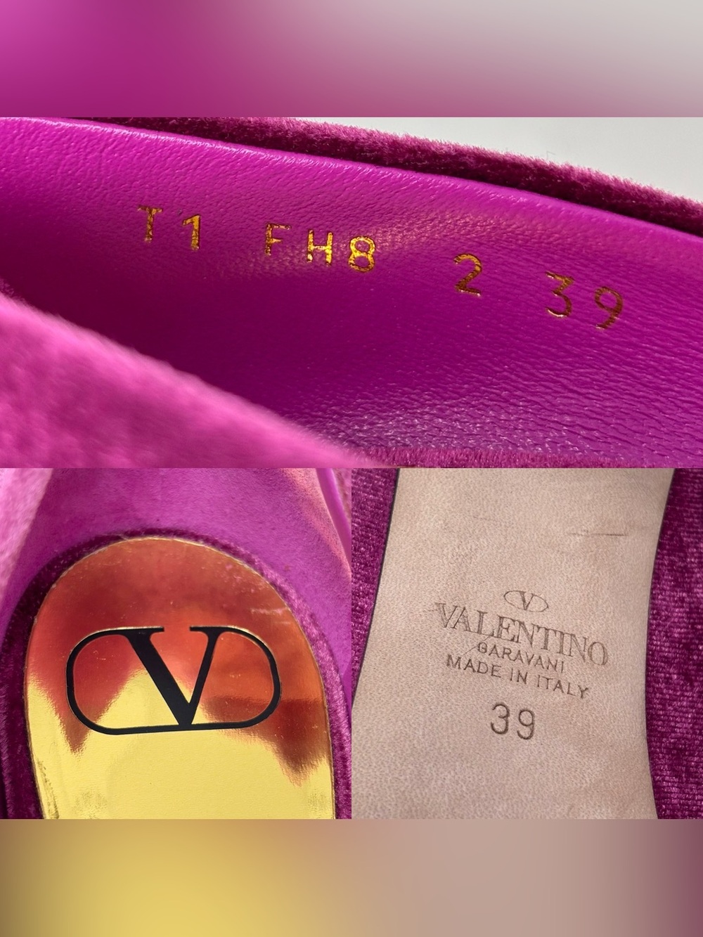 Valentino Single Rockstud Crystal Velvet Pumps Rose Violet 39 US 9 - Picture 15 of 16